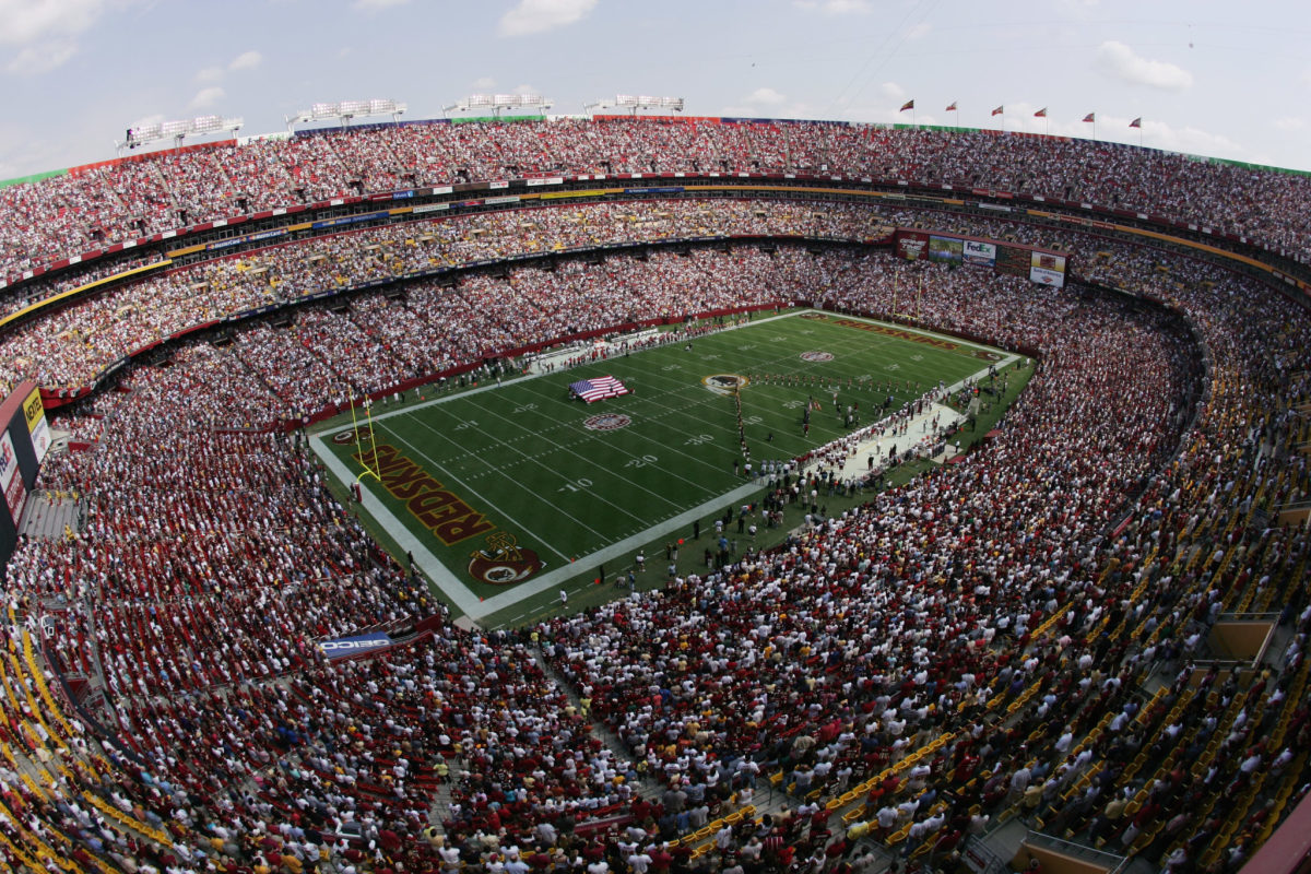 an aerial look at the washington redskins' fedex field
