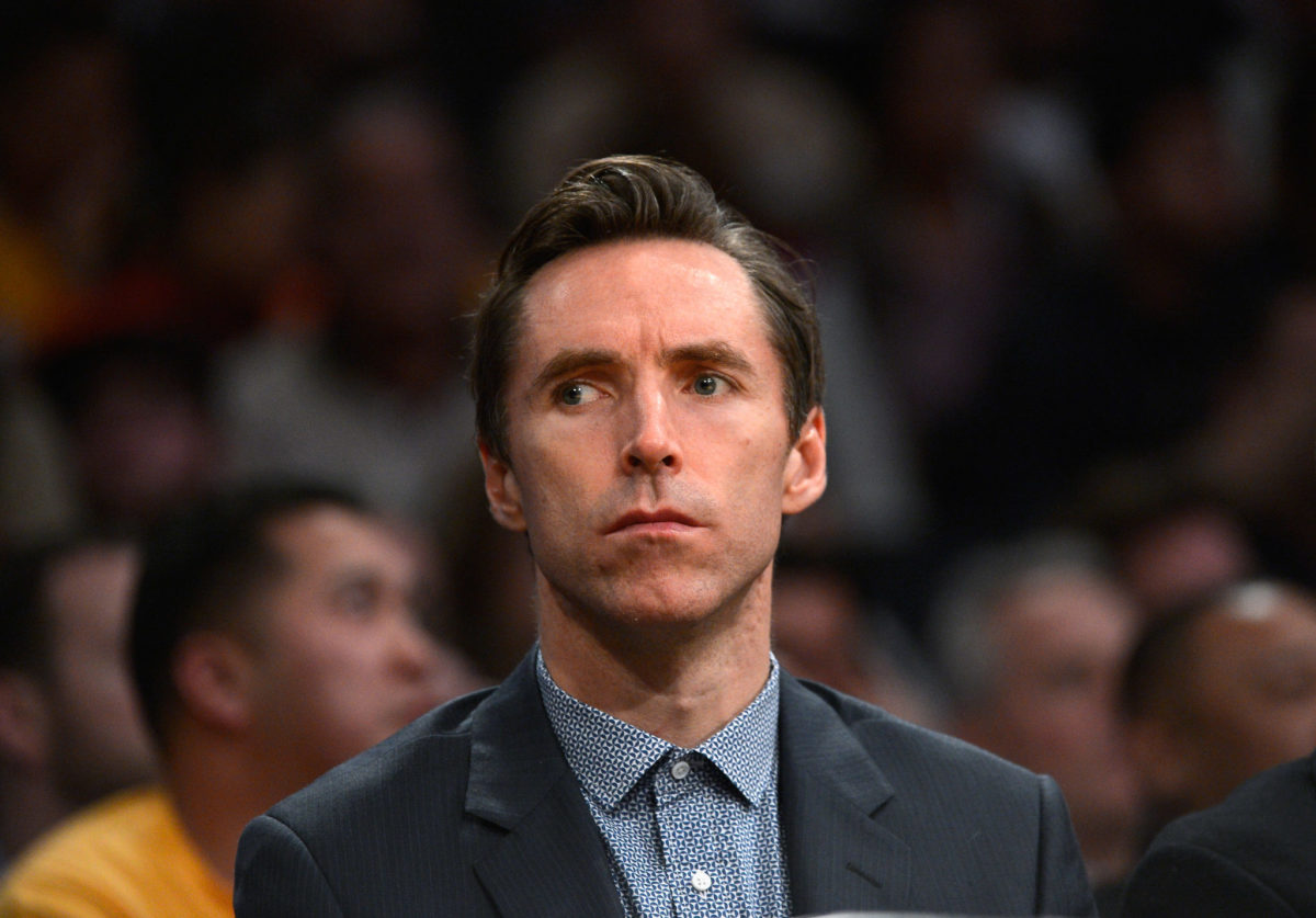 A closeup of Steve Nash wearing a suit. He was just hired as the head coach of the Brooklyn Nets on Sept. 3.