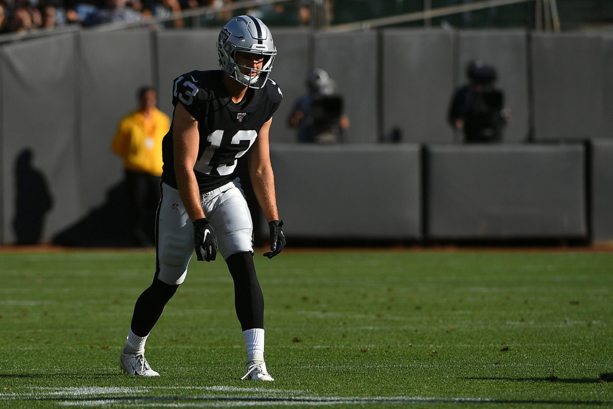 Hunter Renfrow lines up at wide receiver for the Raiders.