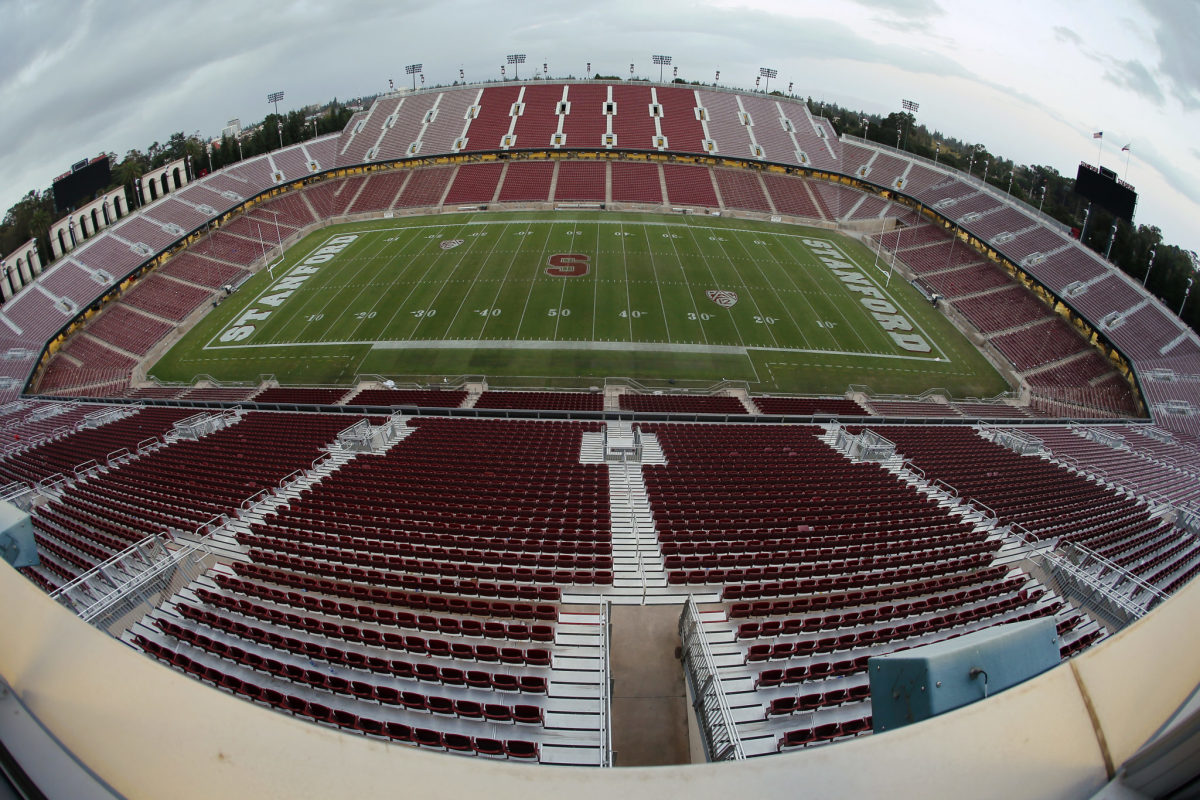 A general view of an empty Stanford Stadium.