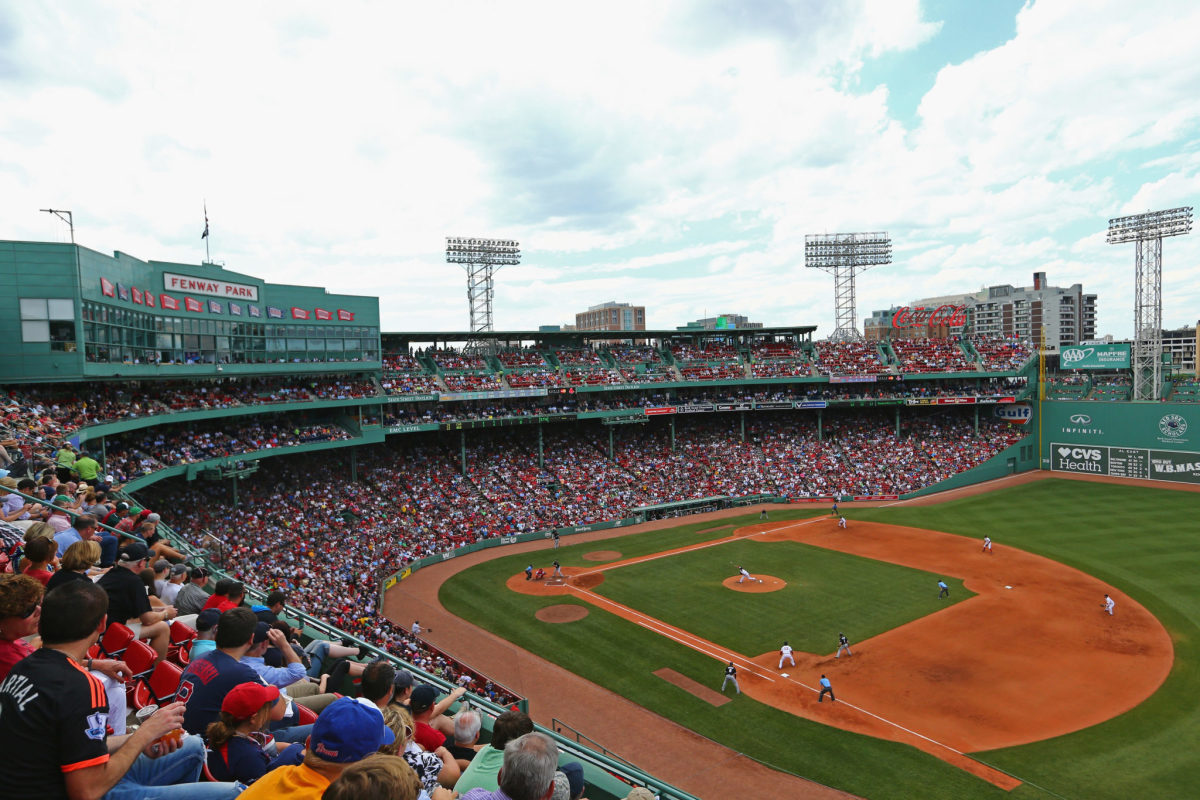 A general view of Fenway Park during a Red Sox game.