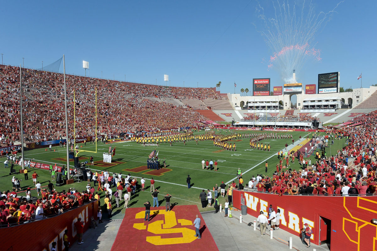 A general view of the USC Trojans football field.
