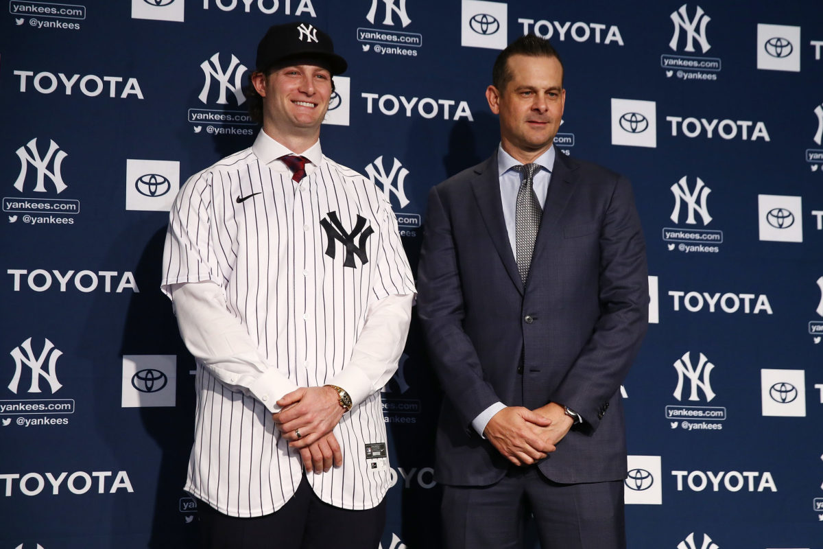 Gerrit Cole introduced for the first time as a member of the New York Yankees.