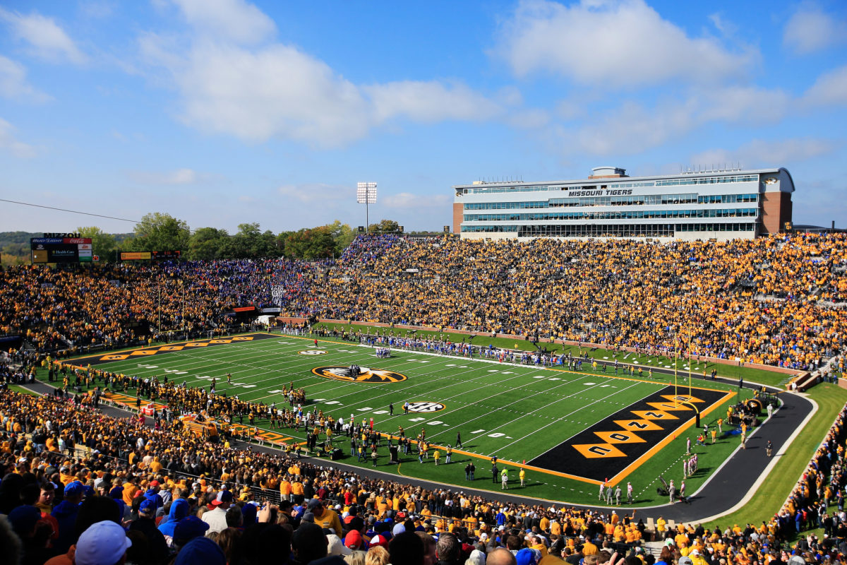 COLUMBIA, MO - OCTOBER 19:  A general view of Faurot Field/Memorial Stadium during the game between the Florida Gators and the Missouri Tigers on October 19, 2013 in Columbia, Missouri.  (Photo by Jamie Squire/Getty Images)