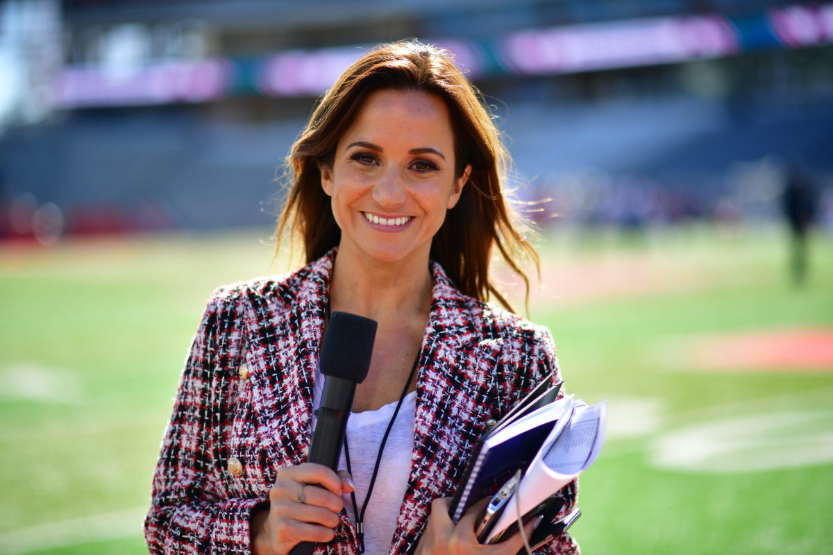 Dianna Russini on-field read to report on an XFL event.