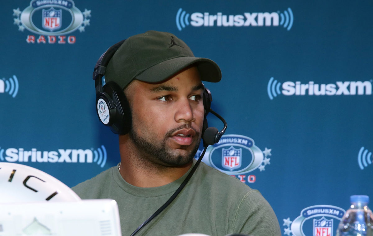 Golden Tate attends Radio Row in Minnesota before the Super Bowl.