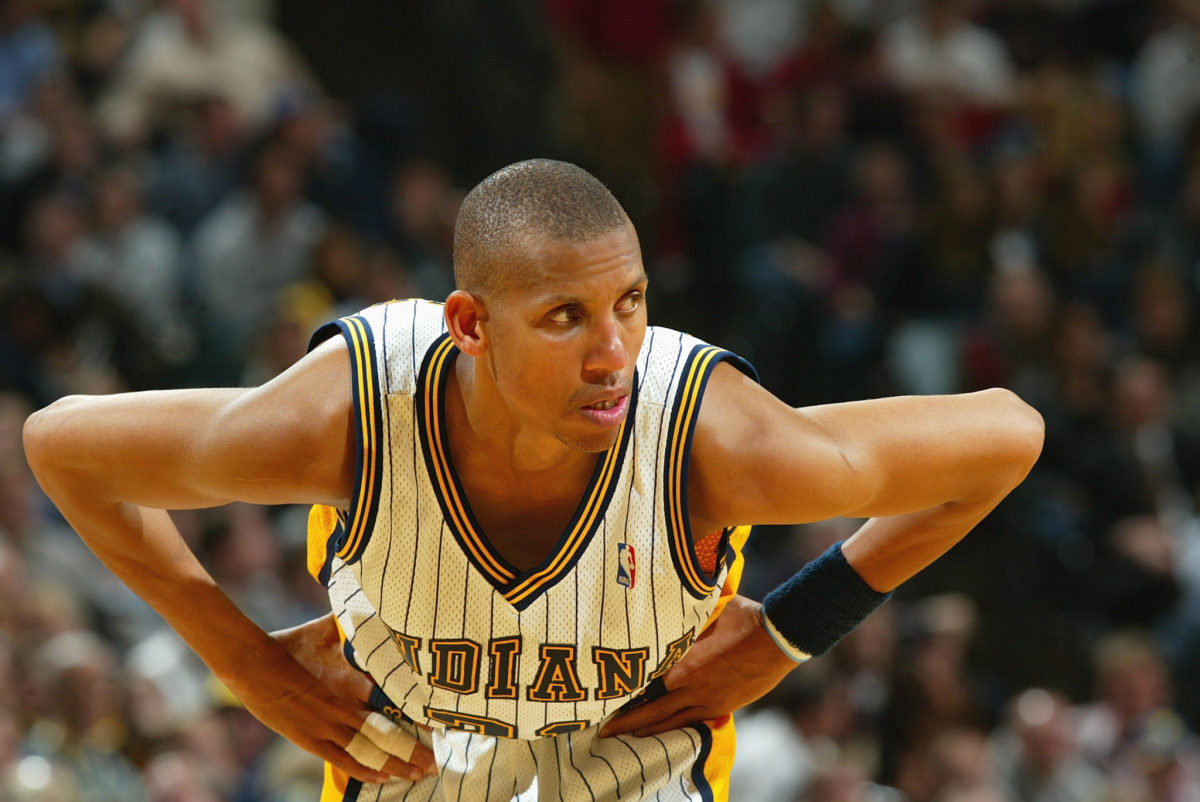 Reggie Miller plays for the Indiana Pacers.