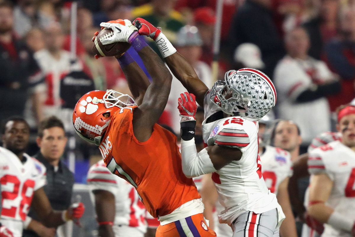 Mike Williams making a catch over Ohio State's Denzel Ward