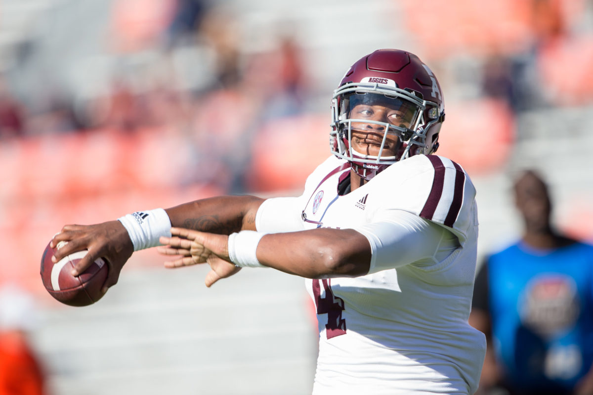 Texas A&M quarterback James Foster is back to throw.