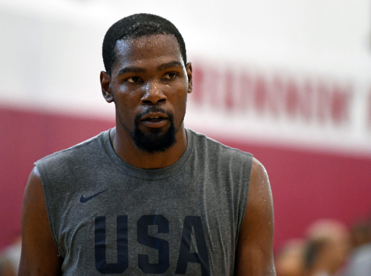 A photo of Kevin Durant taken during USA Basketball practice.