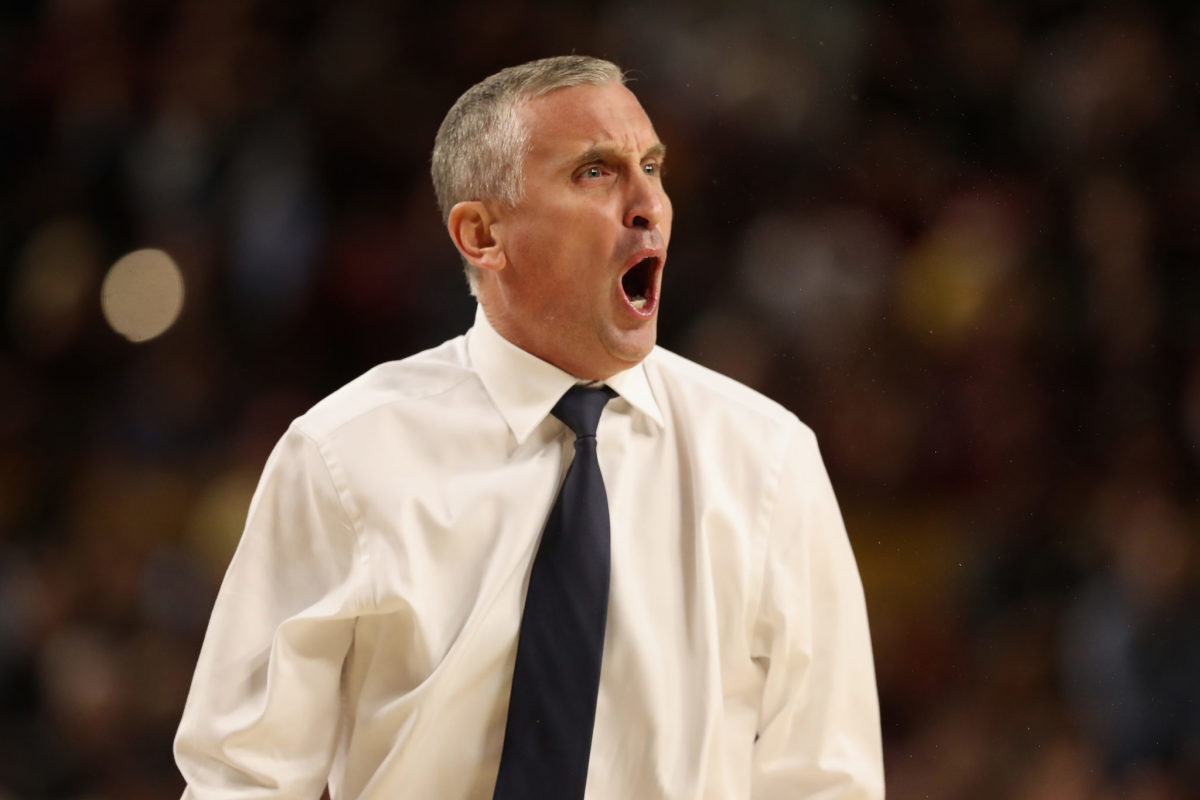Head coach Bobby Hurley of the Arizona State Sun Devils reacting to a game.
