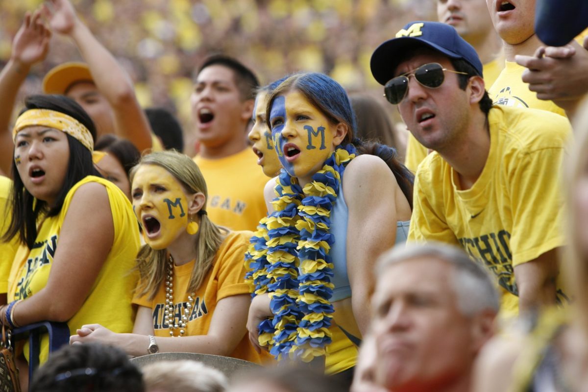 Michigan Wolverines fans look on during the game against the Wisconsin Badgers.