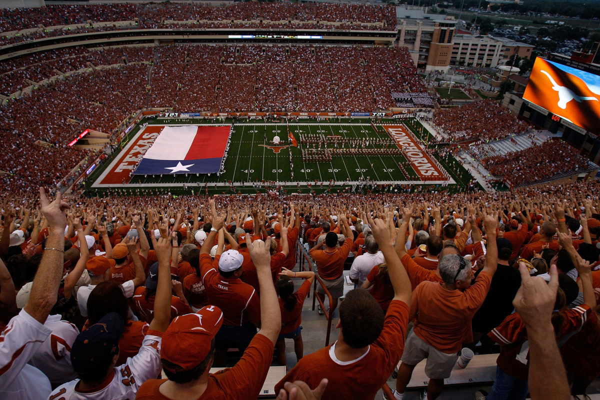 A general view of fans before a game between the Texas Tech Red Raiders and the Texas Longhorns.