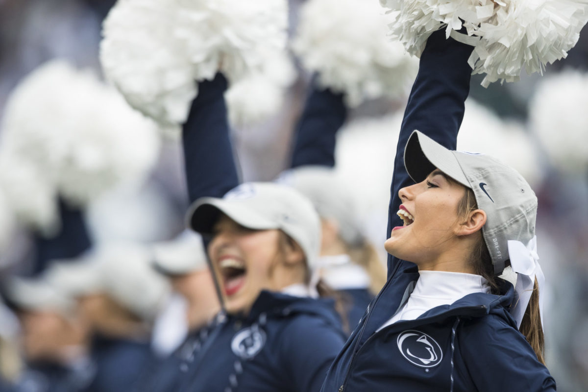 Penn State cheerleaders perform during a game.