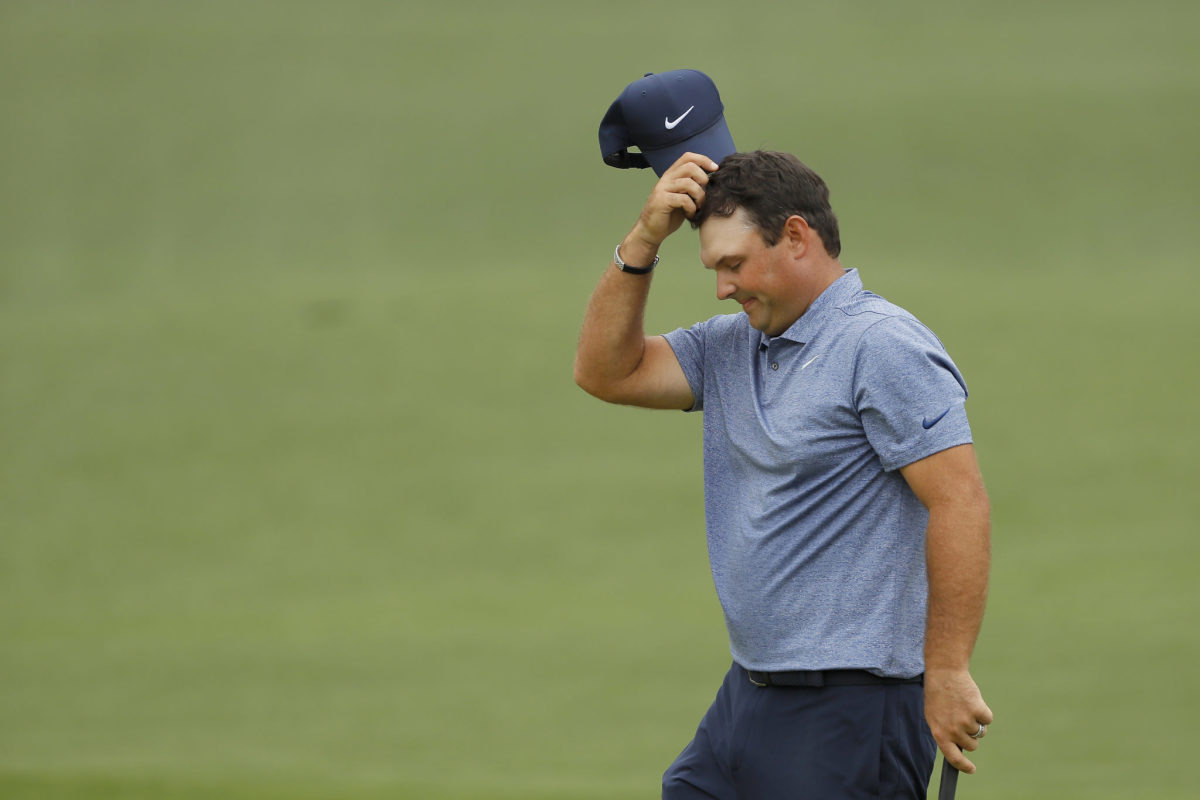 Patrick Reed reacting during The Masters.