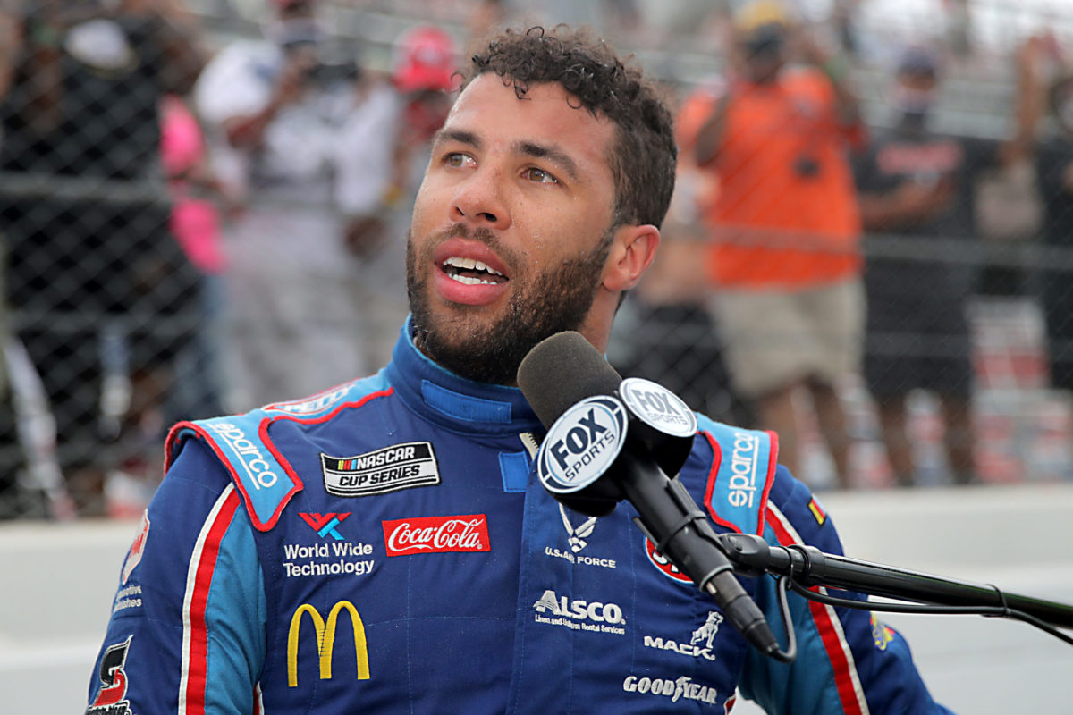 Bubba Wallace speaks with FOX after the GEICO 500.
