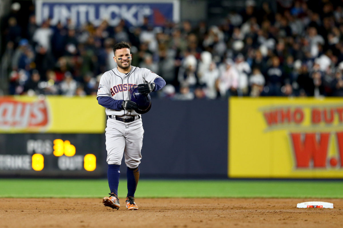 Jose Altuve playing against the Yankees in Game 5.