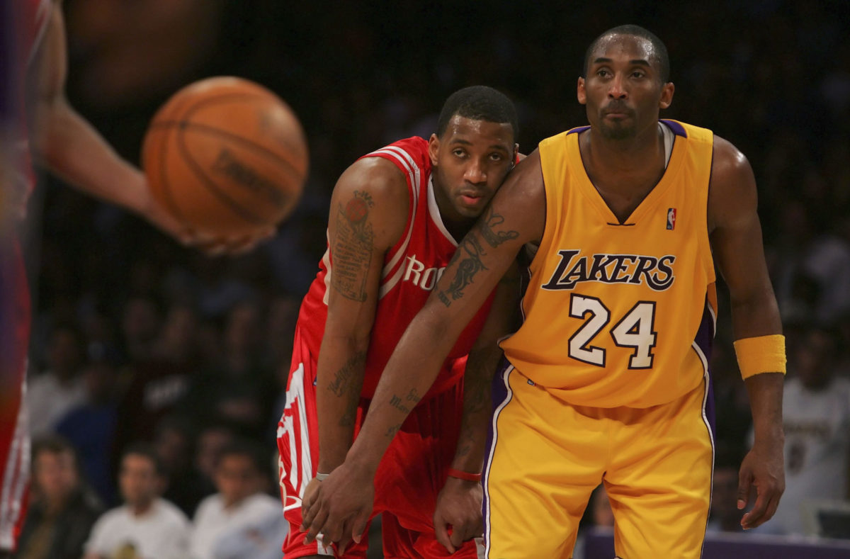 Kobe Bryant and Tracy McGrady on the court together.