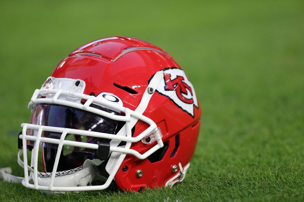 Kansas City Chiefs helmet on the field.