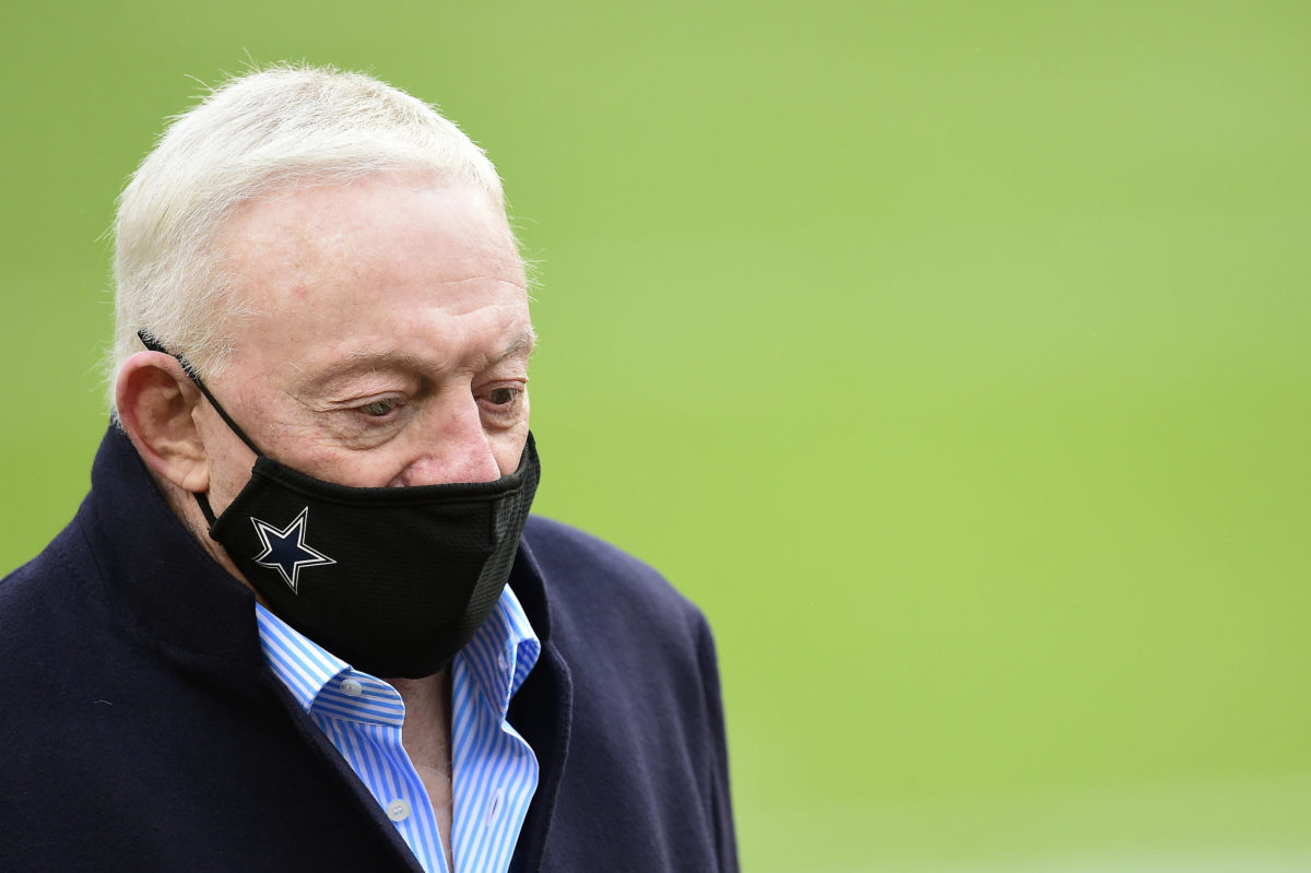 Dallas Cowboys owner Jerry Jones on the field.