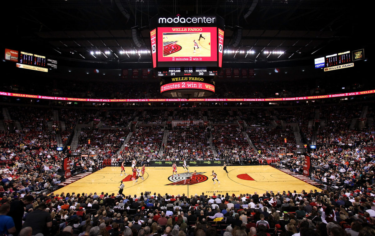 A general view of the Moda Center during the game between the Portland Trail Blazers and the Houston Rockets.