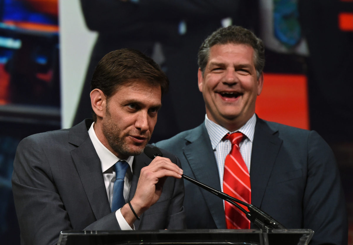 Mike Greenberg and Mike Golic at an awards show.