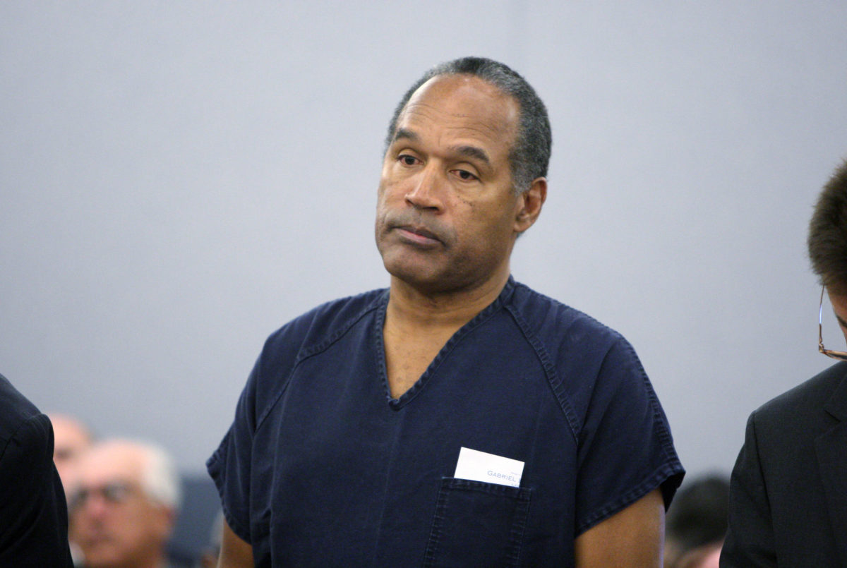 O.J. Simpson standing during his sentencing.