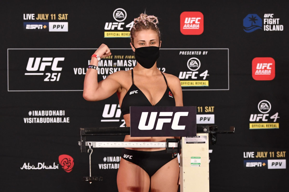 Paige VanZant weighs in before UFC 251.