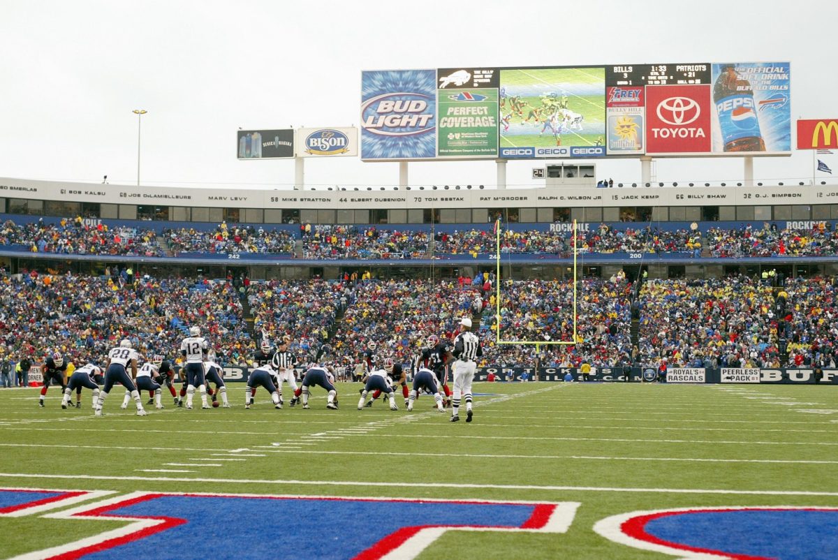 A field level view of the Buffalo Bills stadium.