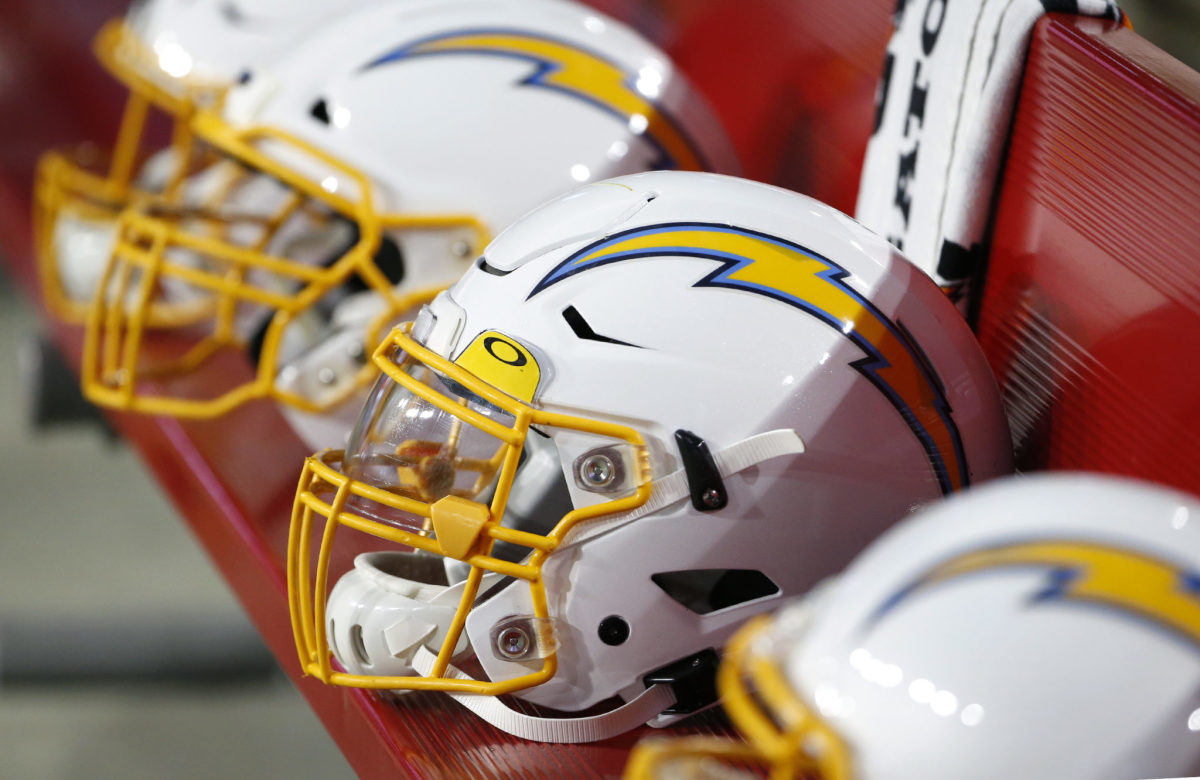 Los Angeles Chargers helmets.