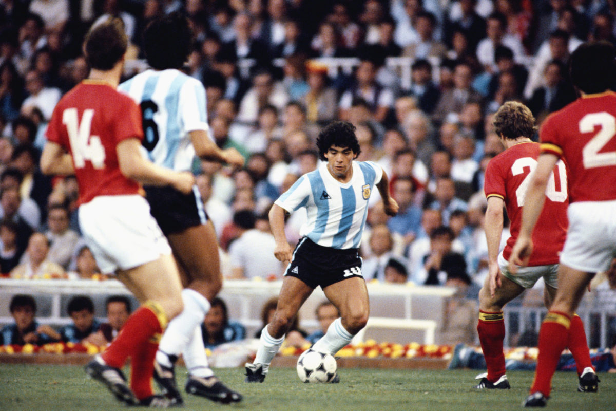 Argentina star Diego Maradona at the 1982 World Cup.
