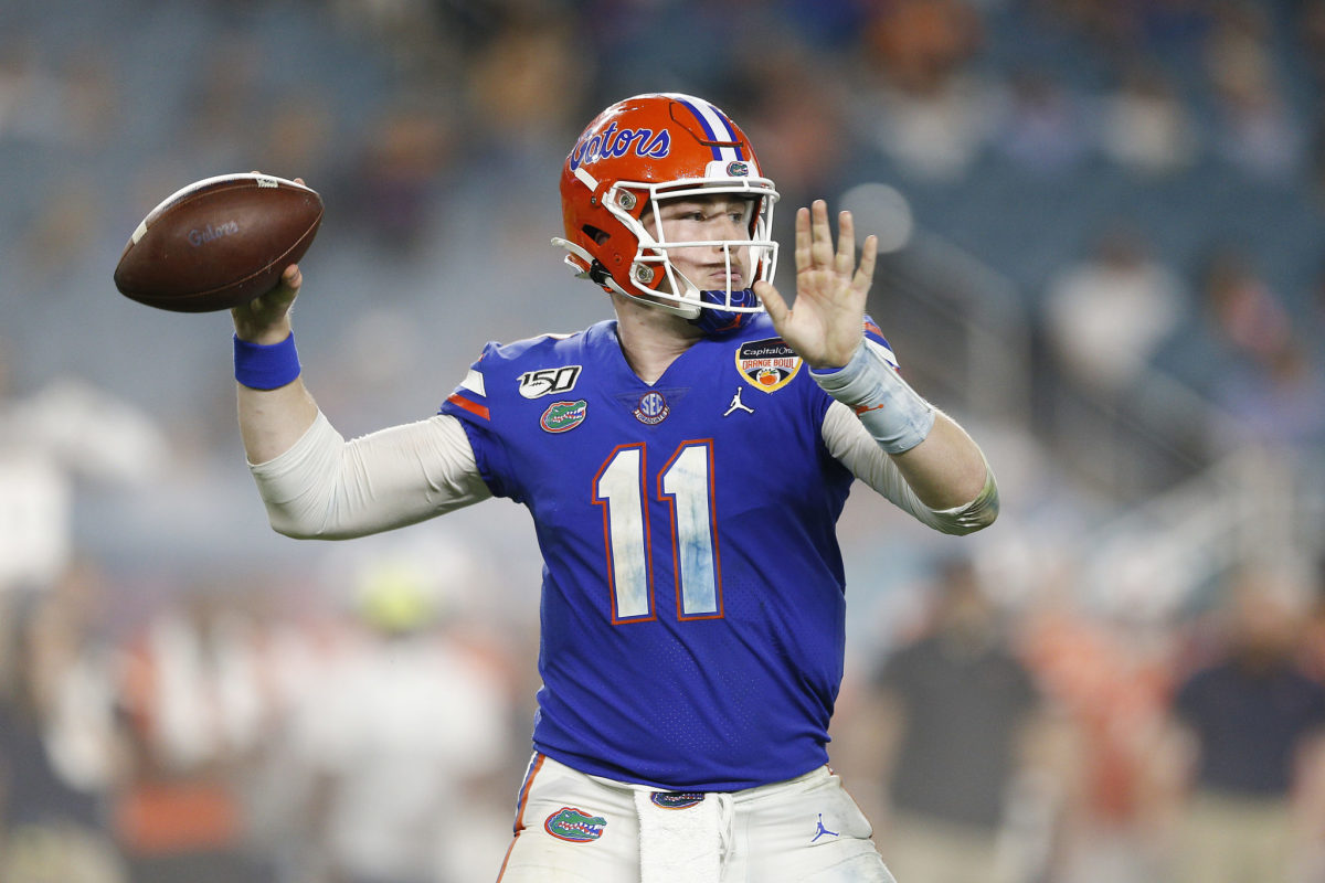 Kyle Trask throws a pass for the Florida Gators.