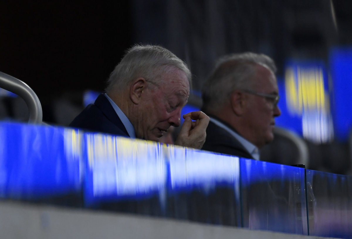 Dallas Cowboys owner Jerry Jones on Sunday in the booth.