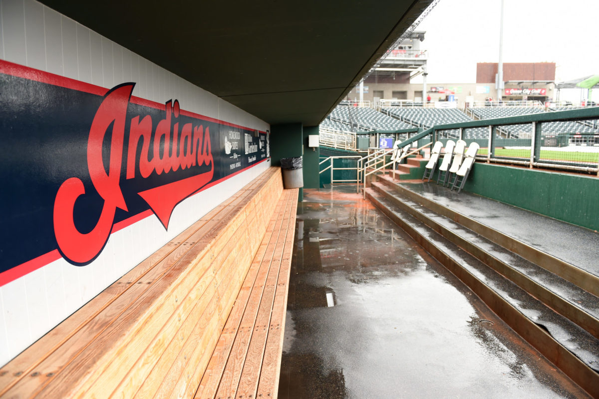 The Cleveland Indians dugout during a game against the Royals.