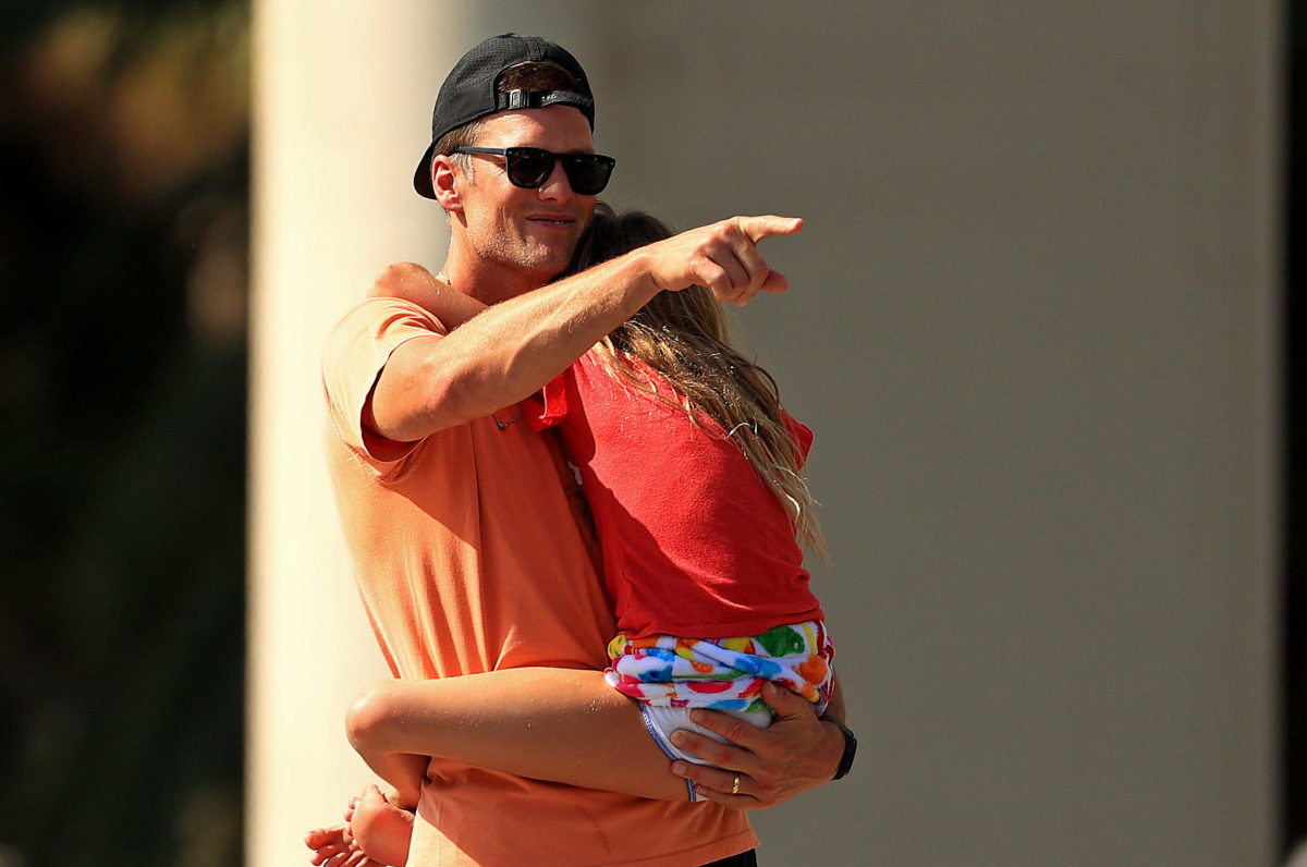 Tom Brady at the Super Bowl parade in Tampa Bay.