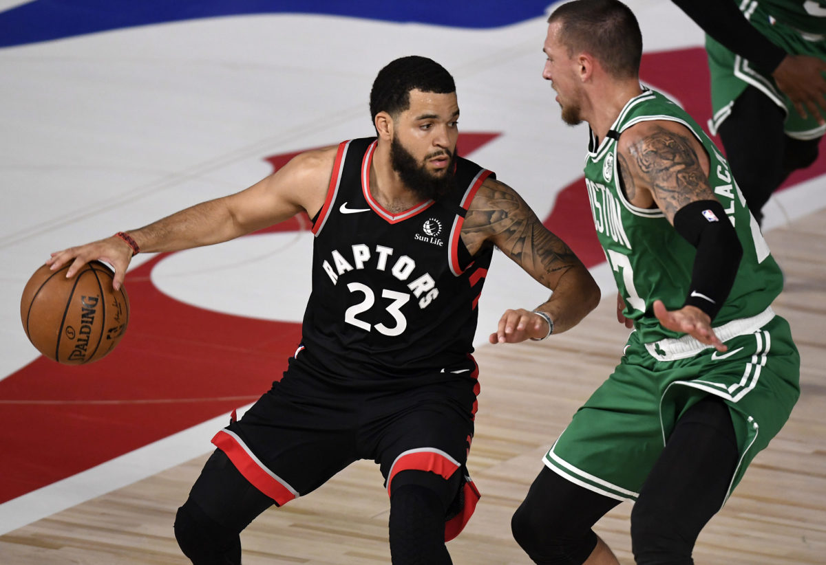 Toronto Raptors guard Fred VanVleet against the Celtics.