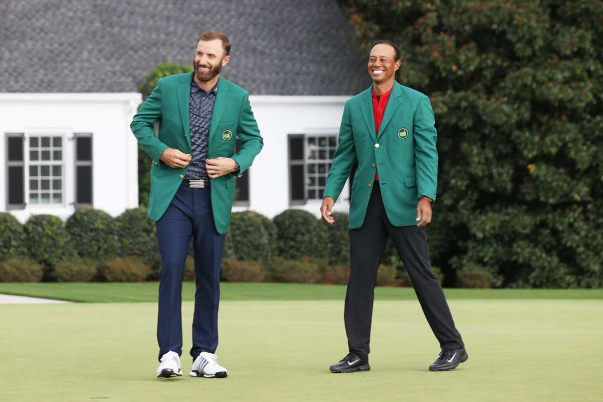 Tiger Woods and Dustin Johnson on Sunday at The Masters.