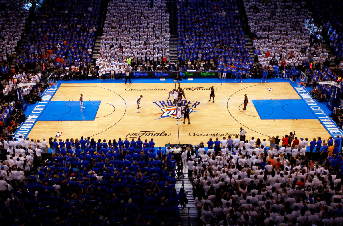 A general view of the Oklahoma City Thunder's court.