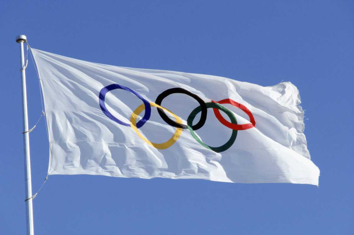 A general view of the Olympic Flag.