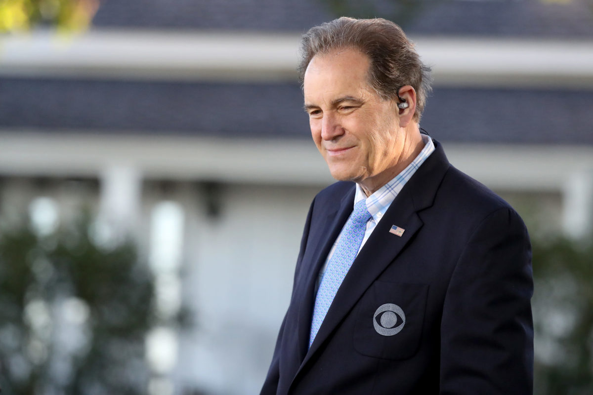 CBS broadcaster Jim Nantz at round one of the 2017 Masters Tournament in Augusta.