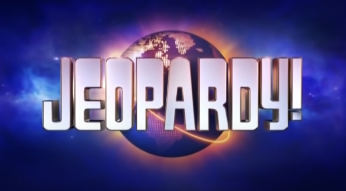 Jeopardy! logo before the game.