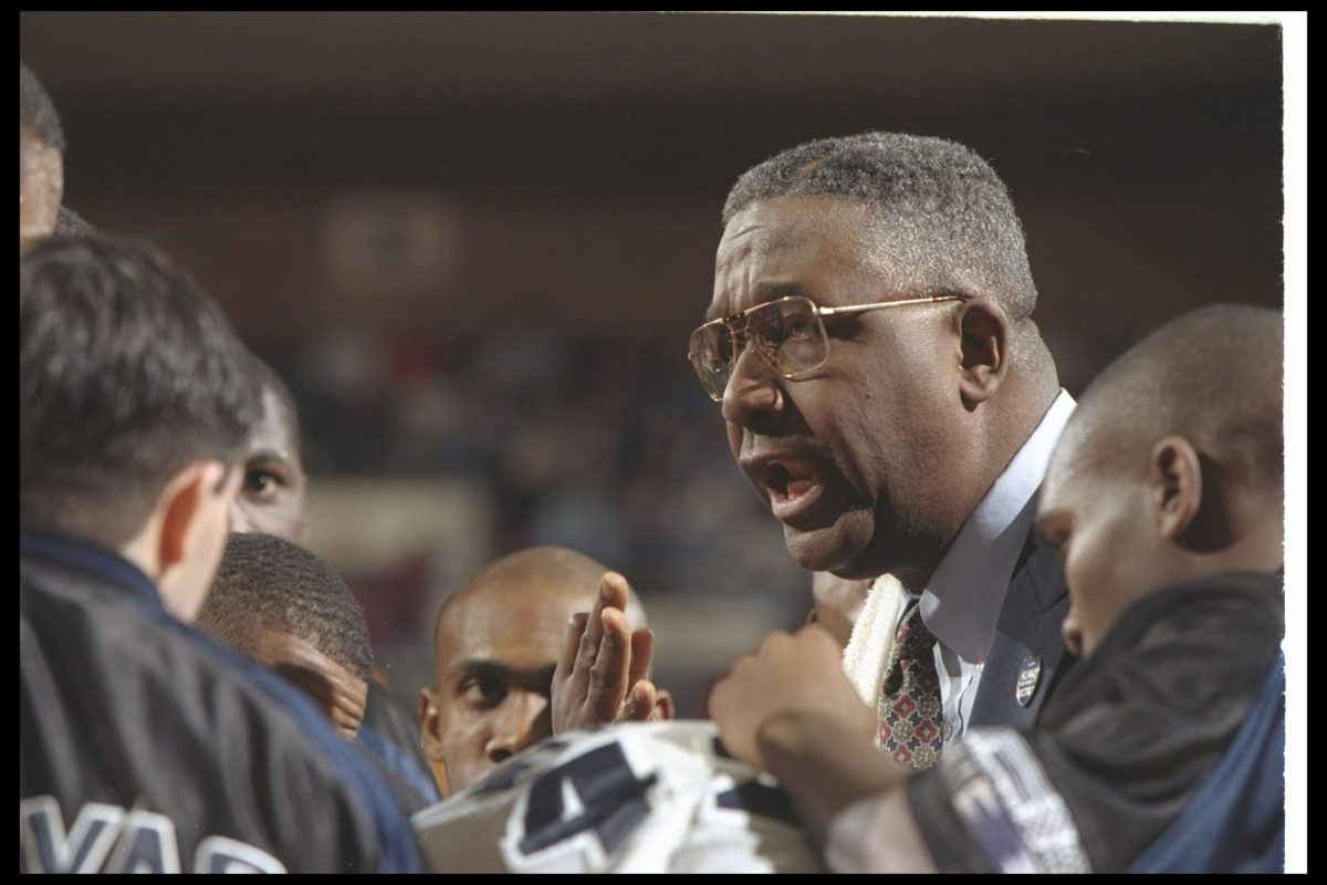 John Thompson talking to his Georgetown players.
