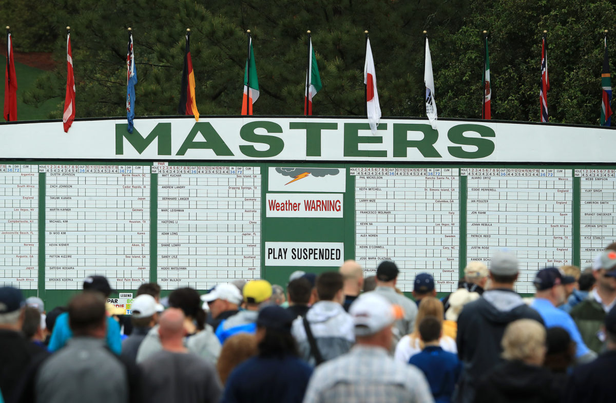 A general view of the scoreboard at the masters.
