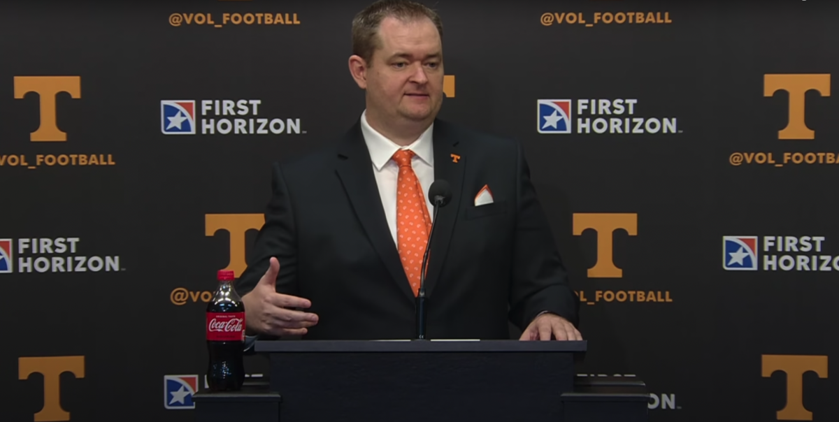 Tennessee football head coach Josh Heupel at his introductory press conference.