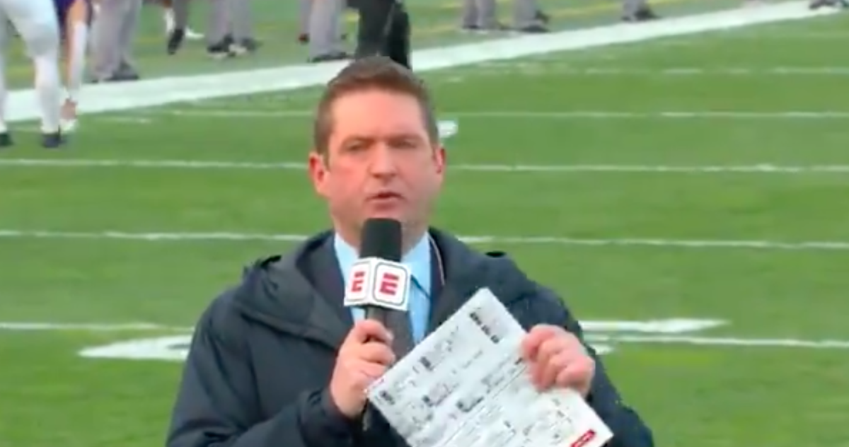Todd McShay working the Wisconsin vs. Northwestern game with an illness.