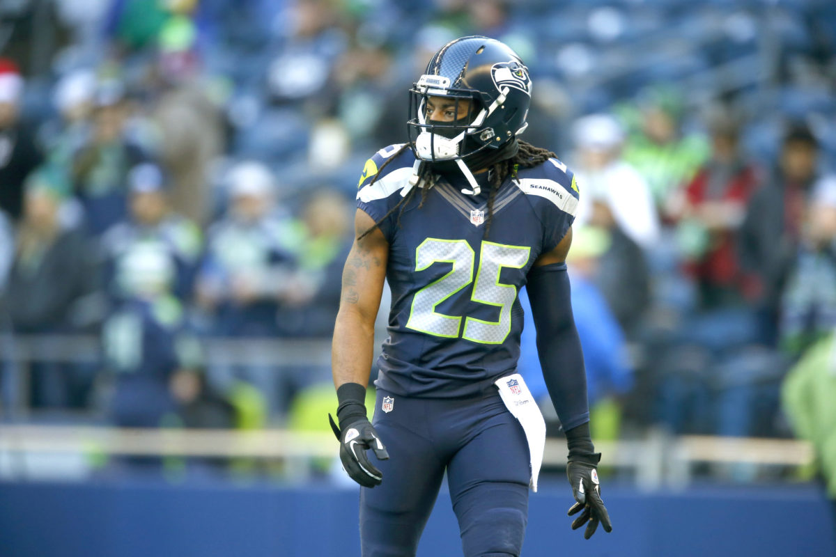 Richard Sherman during a game for the Seattle Seahawks.