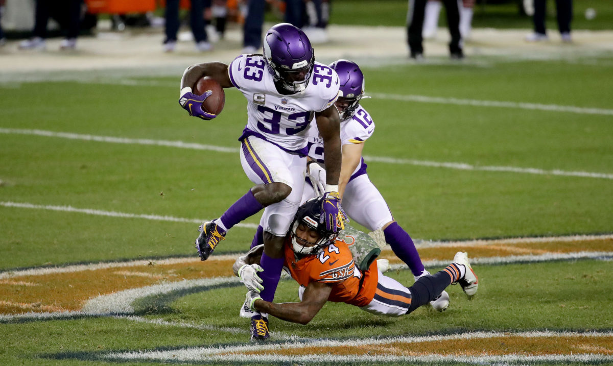 Dalvin Cook #33 of the Minnesota Vikings runs with the ball