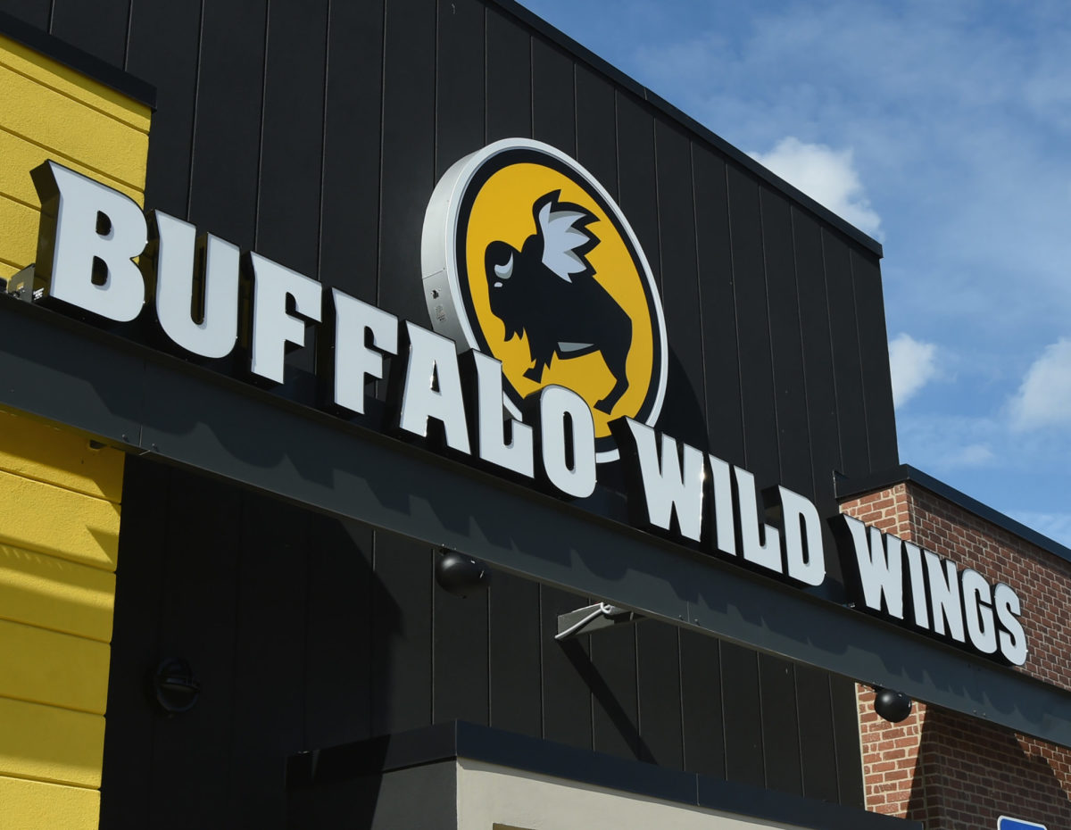 A Buffalo Wild Wings where people watch football games.