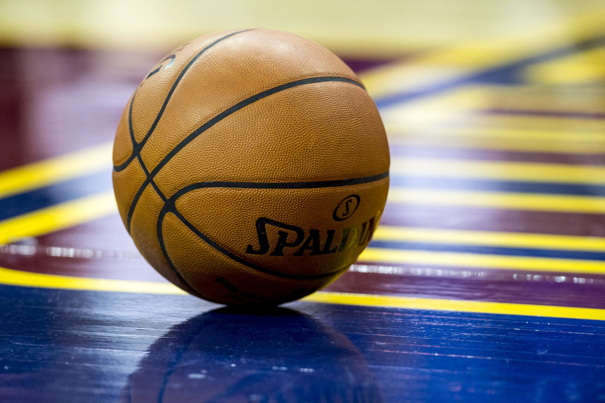 A picture of a Spalding NBA basketball.