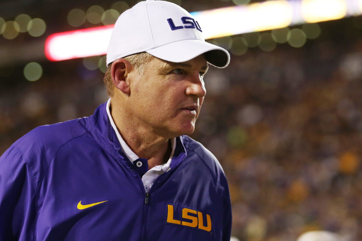 Les Miles up close during a game against LSU.